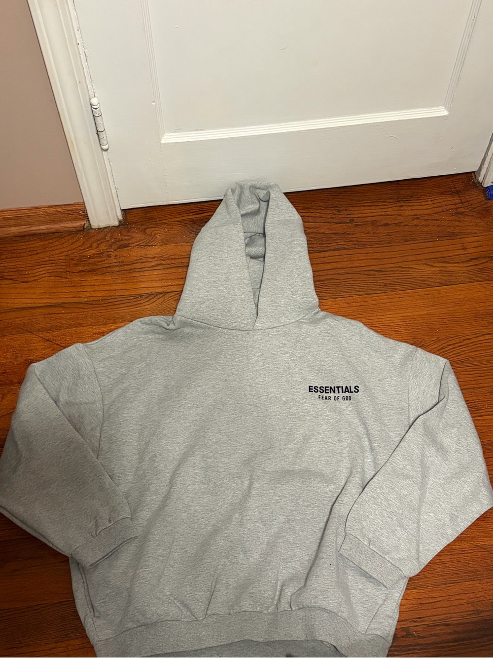 Essentials Gray Pullover Hoodie with Chest Logo